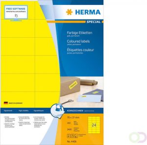 Herma Gekleurde etiketten A4 70 x 37 mm geel permanent hechtend