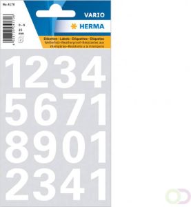 Herma Getallen 25 mm 0 9 watervast folie wit 1 vel