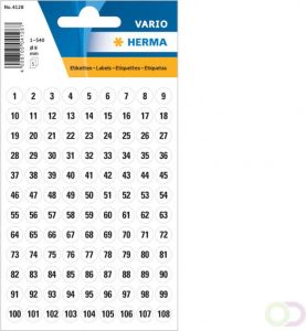 Herma Getallen 8 mm 1-540 papier wit zwart 5 vellen