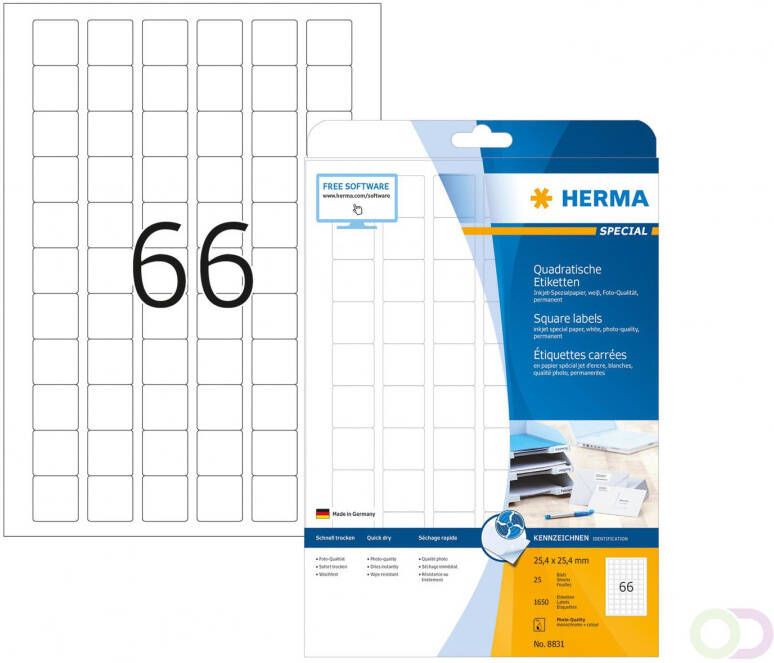 Herma Inkjet-etiketten A4 25 4 x 25 4 mm wit permanent hechtend