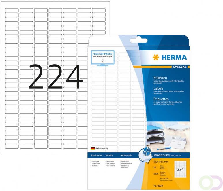 Herma Inkjet etiketten A4 25 4 x 8 5 mm wit permanent hechtend
