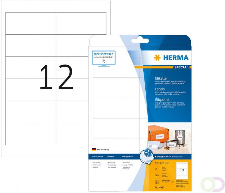 Herma Inkjet etiketten A4 97 x 42 3 mm wit permanent hechtend