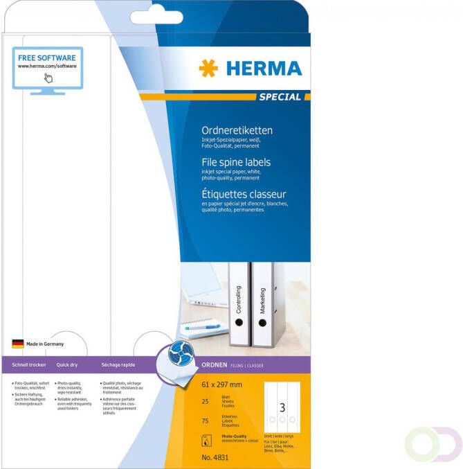 Herma Inkjet-ordneretiketten A4 61 x 297 mm wit permanent hechtend