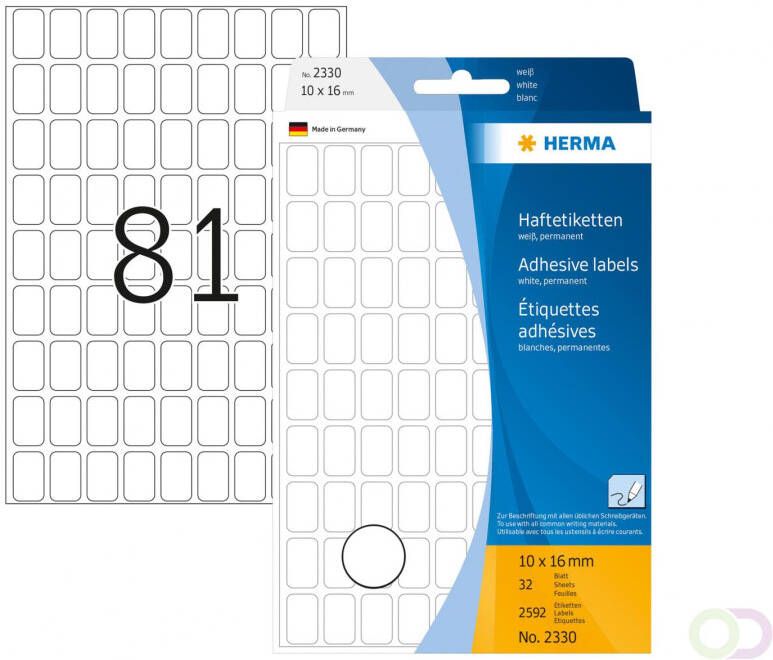 Herma Multipurpose-etiketten 10 x 16 mm wit permanent hechtend om met de hand te b