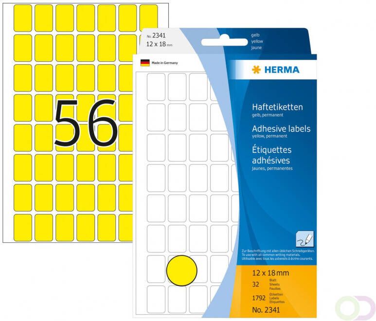 Herma Multipurpose-etiketten 12 x 18 mm geel permanent hechtend om met de hand te