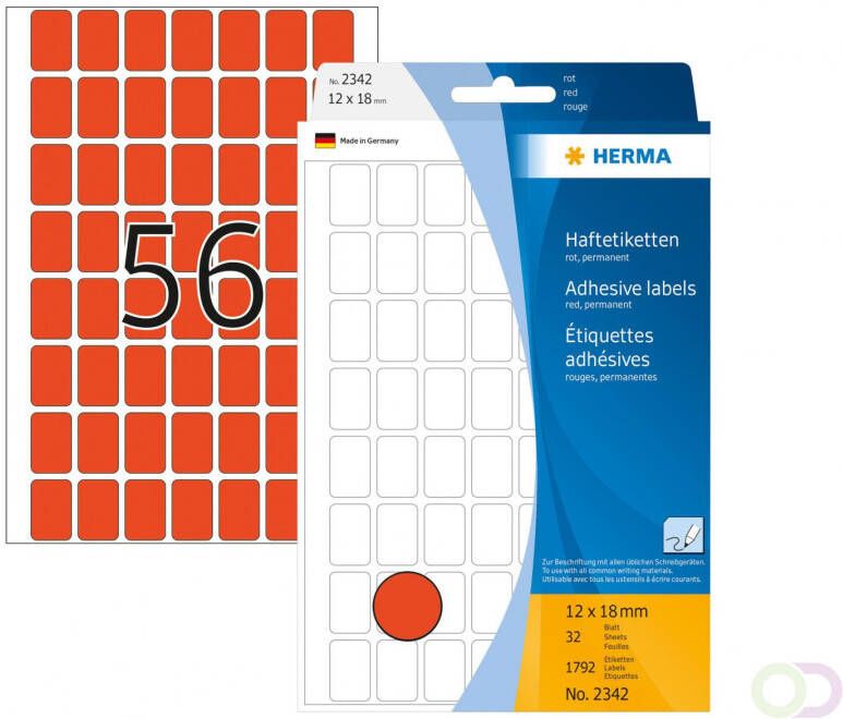 Herma Multipurpose-etiketten 12 x 18 mm rood permanent hechtend om met de hand te
