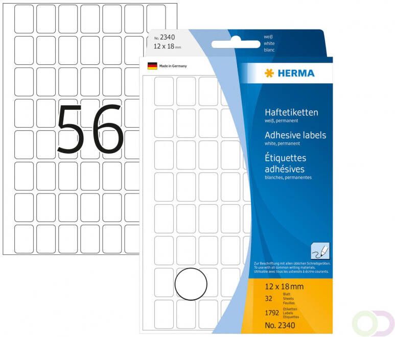 Herma Multipurpose etiketten 12 x 18 mm wit permanent hechtend om met de hand te b