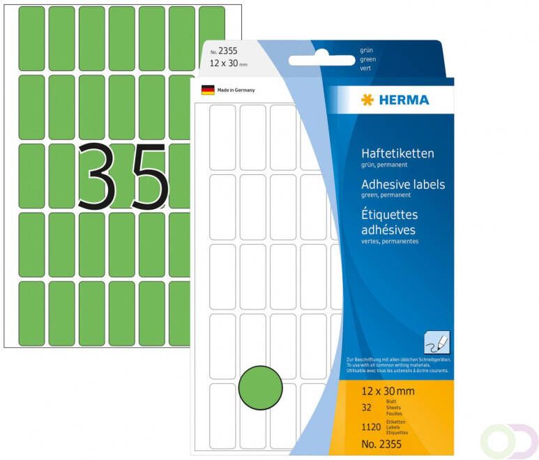 Herma Multipurpose-etiketten 12 x 30 mm groen permanent hechtend om met de hand te