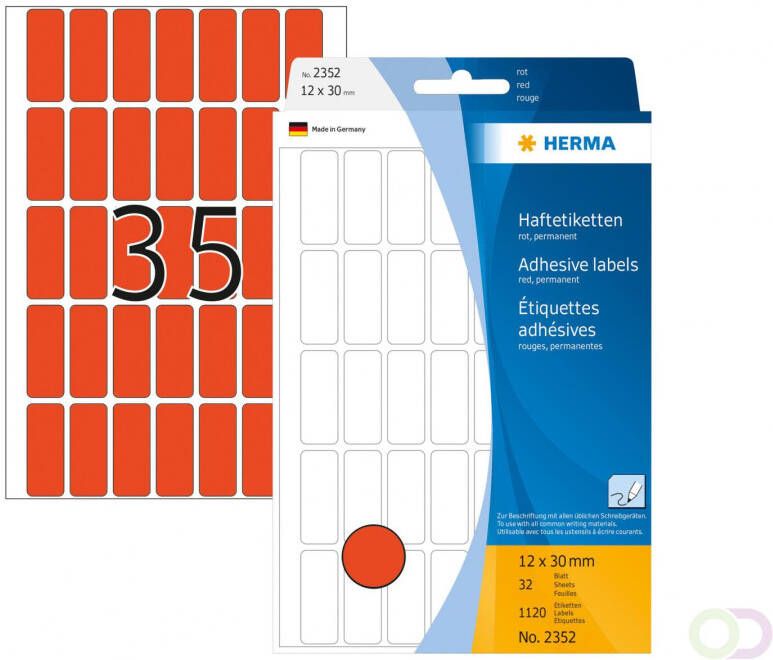 Herma Multipurpose-etiketten 12 x 30 mm rood permanent hechtend om met de hand te