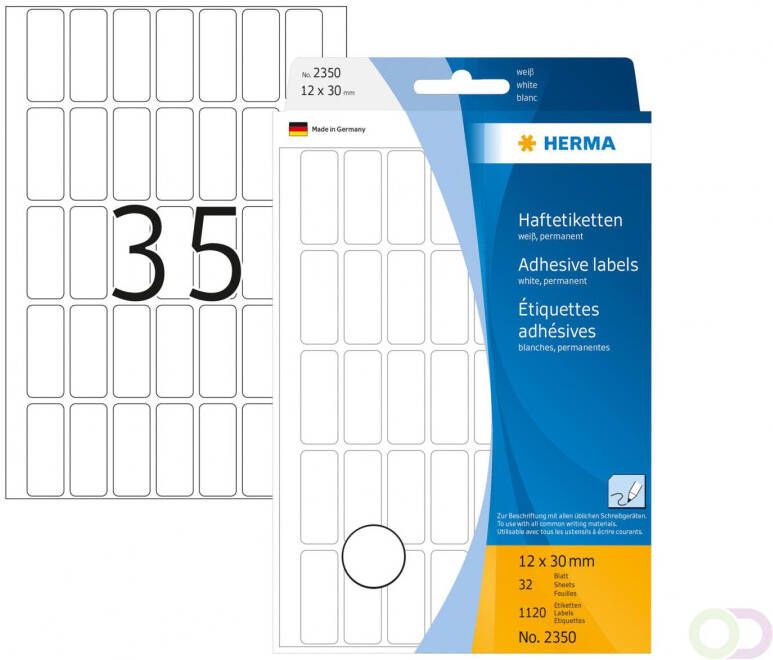 Herma Multipurpose etiketten 12 x 30 mm wit permanent hechtend om met de hand te b