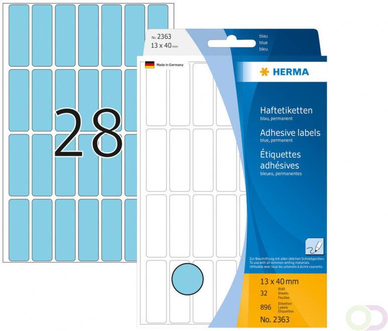 Herma Multipurpose-etiketten 13 x 40 mm blauw permanent hechtend om met de hand te