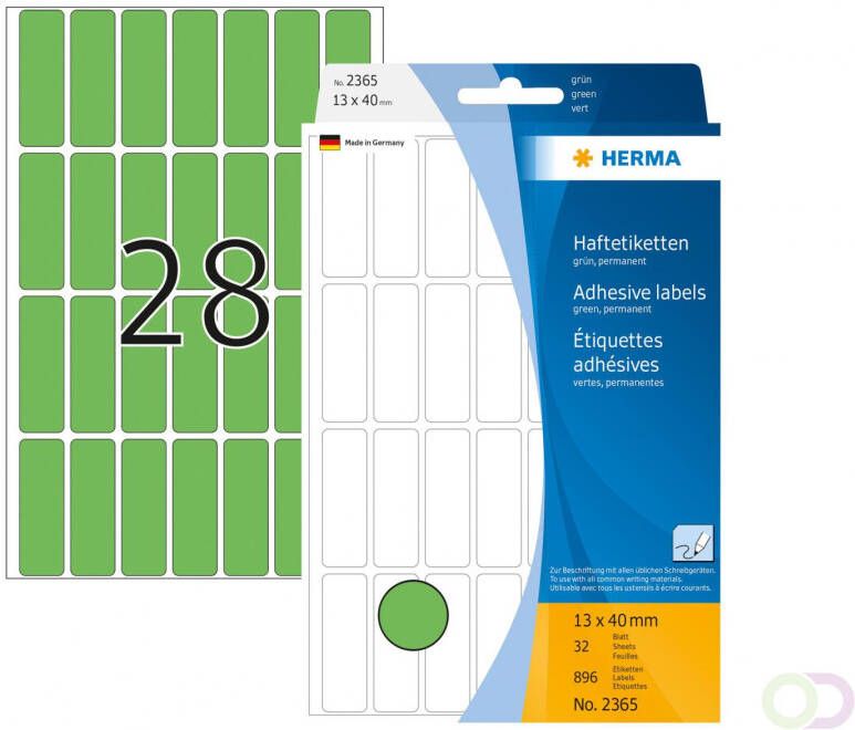 Herma Multipurpose-etiketten 13 x 40 mm groen permanent hechtend om met de hand te