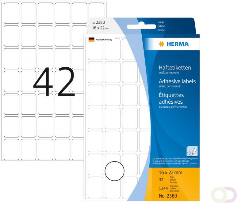 Herma Multipurpose-etiketten 16 x 22 mm wit permanent hechtend om met de hand te b