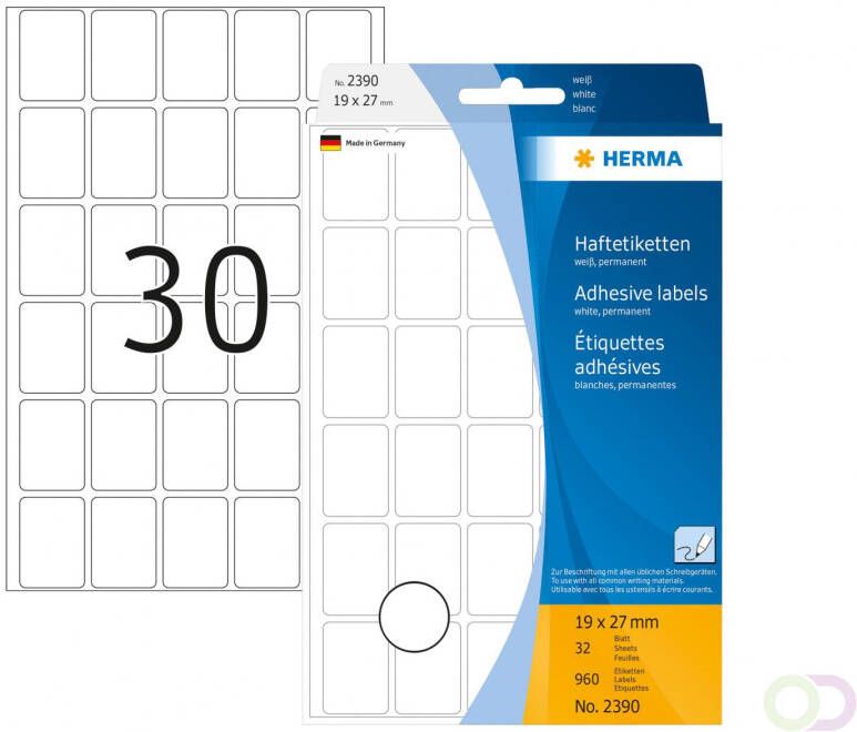 Herma Multipurpose etiketten 19 x 27 mm wit permanent hechtend om met de hand te b