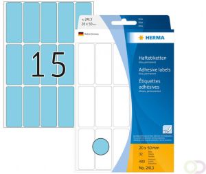 Herma Multipurpose etiketten 20 x 50 mm blauw permanent hechtend om met de hand te