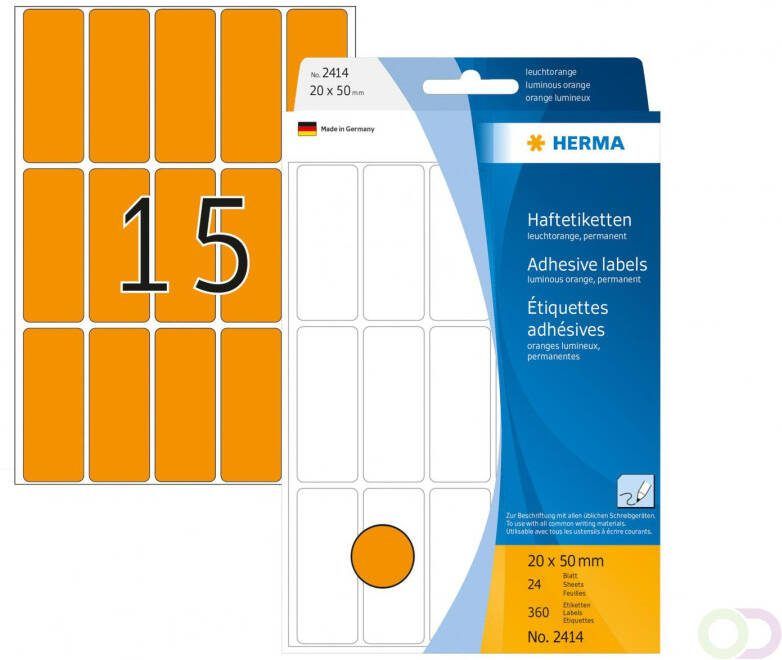Herma Multipurpose etiketten 20 x 50 mm fluor oranje permanent hechtend om met de