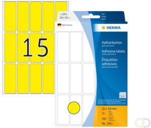 Herma Multipurpose-etiketten 20 x 50 mm geel permanent hechtend om met de hand te