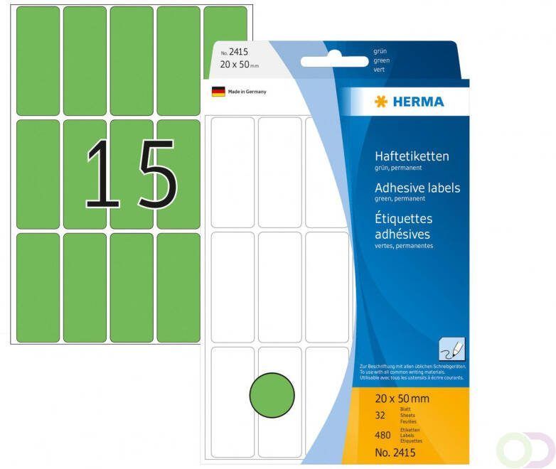 Herma Multipurpose etiketten 20 x 50 mm groen permanent hechtend om met de hand te