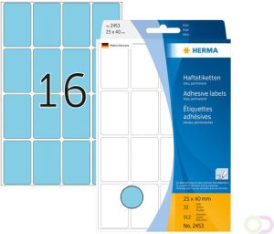 Herma Multipurpose etiketten 25 x 40 mm blauw permanent hechtend om met de hand te