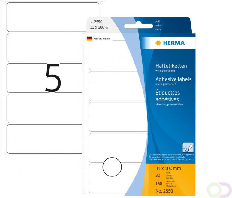 Herma Multipurpose-etiketten 31 x mm wit permanent hechtend om met de hand te besc