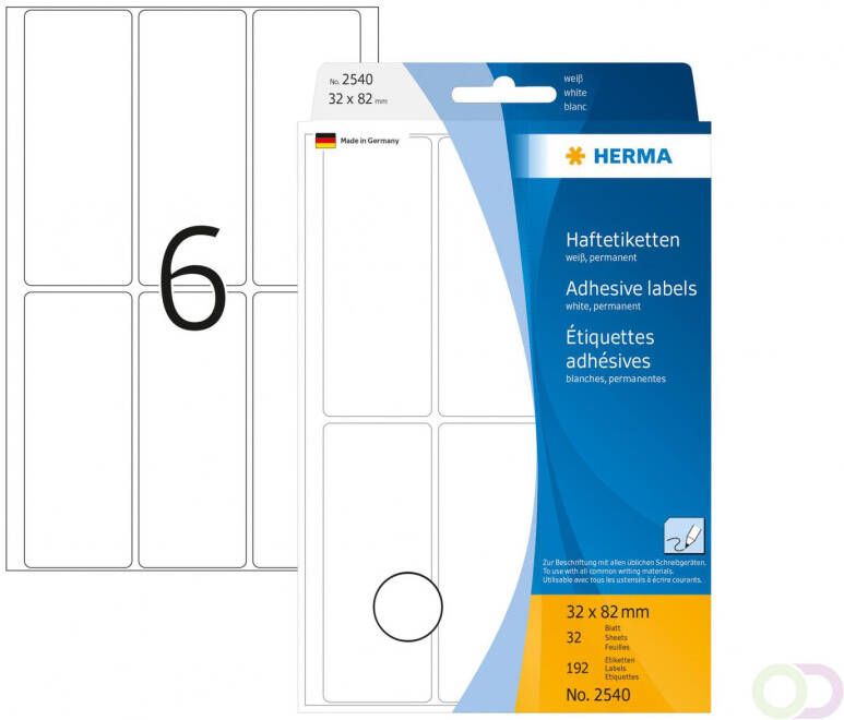Herma Multipurpose etiketten 32 x 82 mm wit permanent hechtend om met de hand te b
