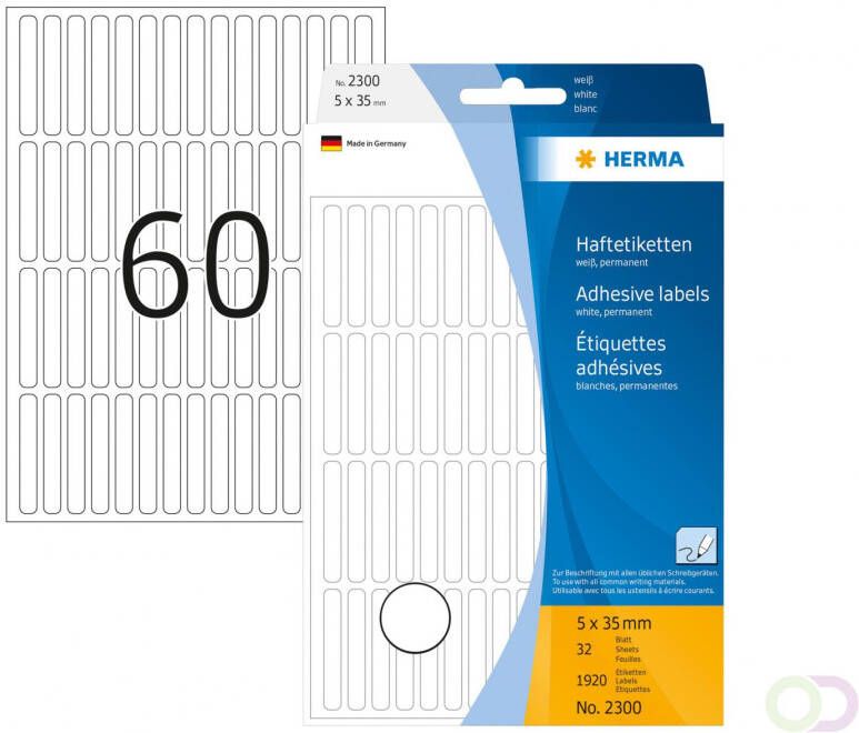 Herma Multipurpose etiketten 5 x 35 mm wit permanent hechtend om met de hand te be