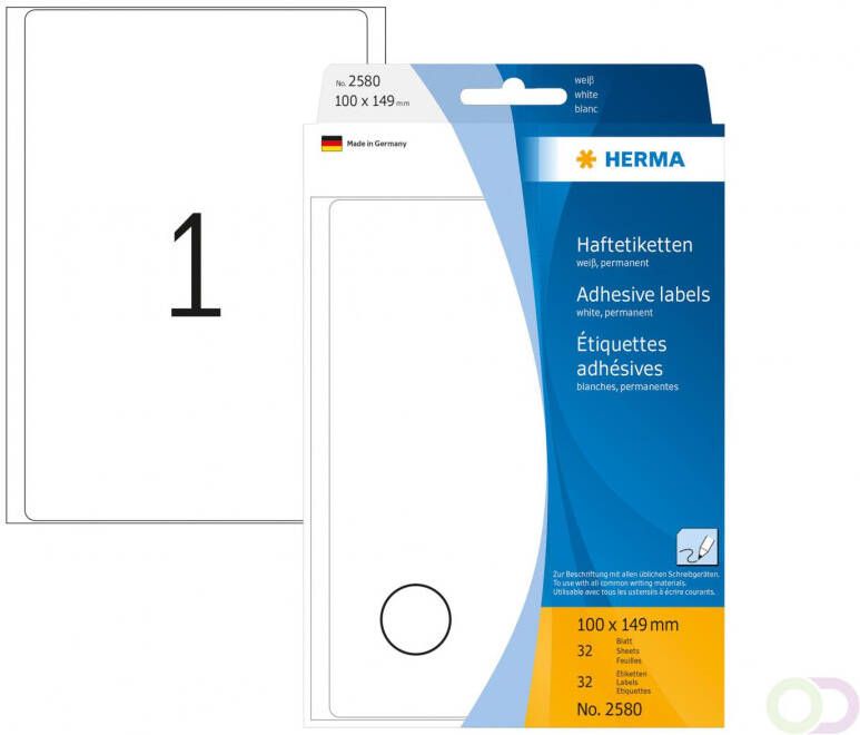 Herma Multipurpose-etiketten x 149 wit permanent hechtend om met de hand te beschri