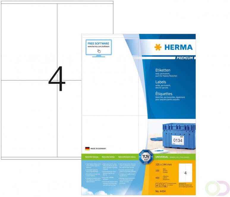 Herma PREMIUM etiketten A4 105 x 144 mm wit permanent hechtend