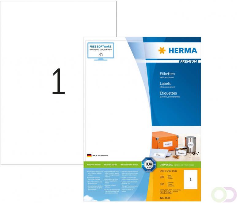 Herma PREMIUM etiketten A4 210 x 297 mm wit permanent hechtend