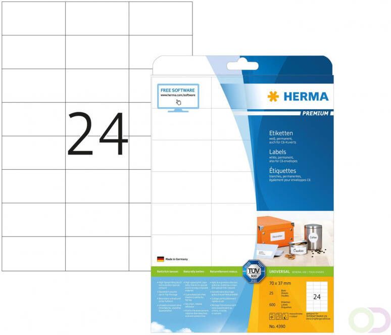 Herma PREMIUM etiketten A4 70 x 37 mm wit permanent hechtend