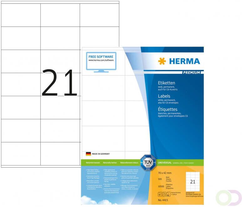 Herma PREMIUM etiketten A4 70 x 42 mm wit permanent hechtend