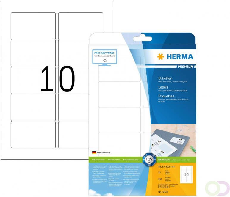 Herma PREMIUM etiketten A4 83 8 x 50 8 mm wit permanent hechtend