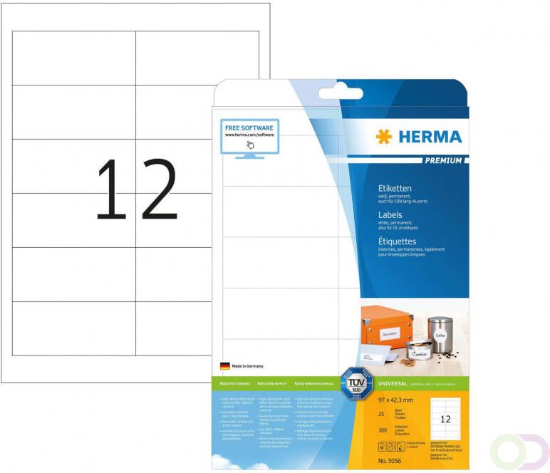 Herma PREMIUM etiketten A4 97 x 42 3 mm wit permanent hechtend