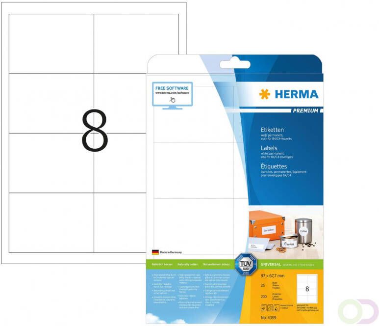 Herma PREMIUM etiketten A4 97 x 67 7 mm wit permanent hechtend