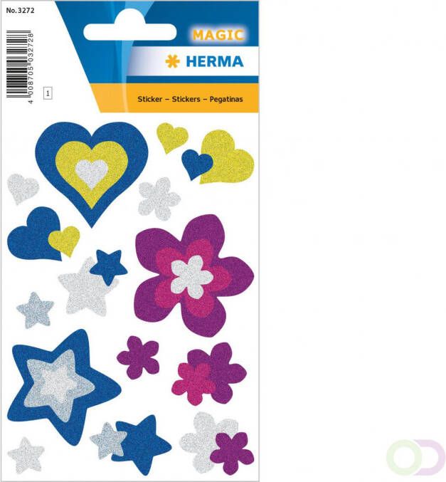 Herma Stickers MAGIC Harten sterren + bloemen glittery