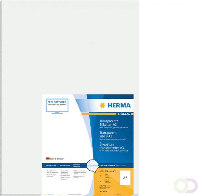Herma Transparante folie-etiketten glashelder A3 297 x 420 mm weervast permanent