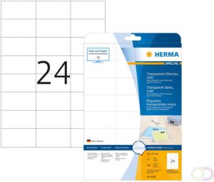Herma Transparante folie-etiketten mat A4 70 x 37 mm weervast permanent hechtend