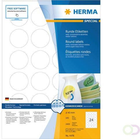 Herma Verwijderbare etiketten Etiket 4476 40mm 2400st