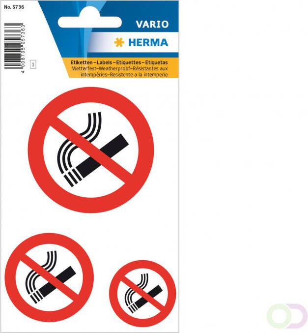 Herma Waarschuwings etiketten "Niet roken" watervast 3 st.