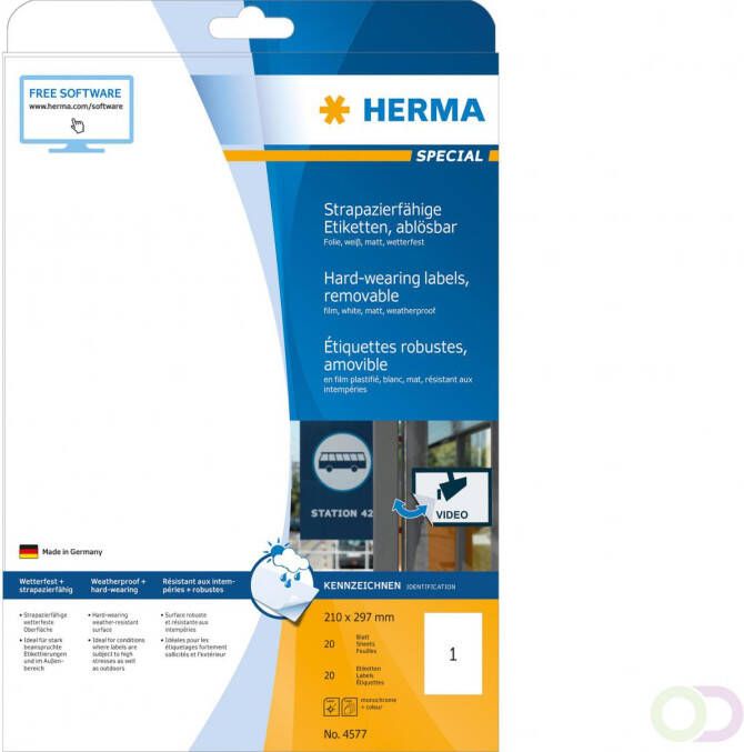 Herma Weervaste folie etiketten A4 210 0 x 297 0 mm verwijderbaar