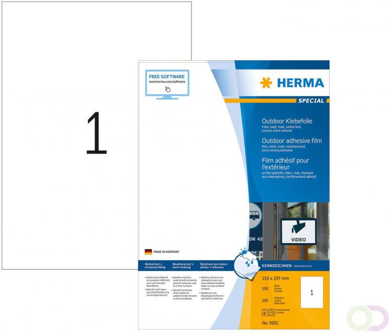 Herma Weervaste outdoor-folie-etiketten A4 210 x 297 mm wit extreem sterk hechtend