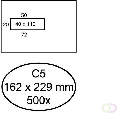 Hermes Envelop C5 162x229mm venster 4x11 links zelfkl 500st