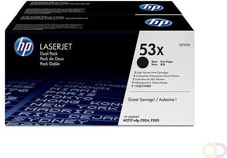 HP 53X originele high-capacity zwarte LaserJet tonercartridge 2-pack (Q7553XD)