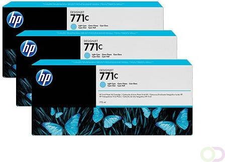 HP 771C licht-cyaan DesignJet inktcartridges 775 ml 3-pack (B6Y36A)