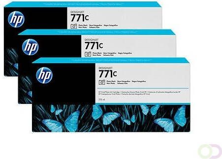 HP 771C zwarte DesignJet fotoinktcartridges 775 ml 3-pack (B6Y37A)