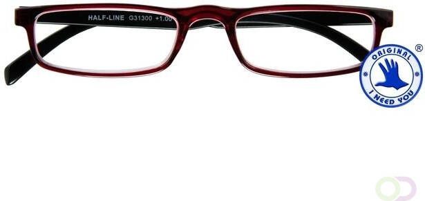 I Need You Leesbril Half-line 1.00 dpt rood