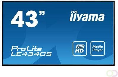 Iiyama LE4340S-B3 beeldkrant Digitale signage flatscreen 109 2 cm (43") LED 350 cd mÂ² Full HD Zwart 16 7 (LE4340S-B3)