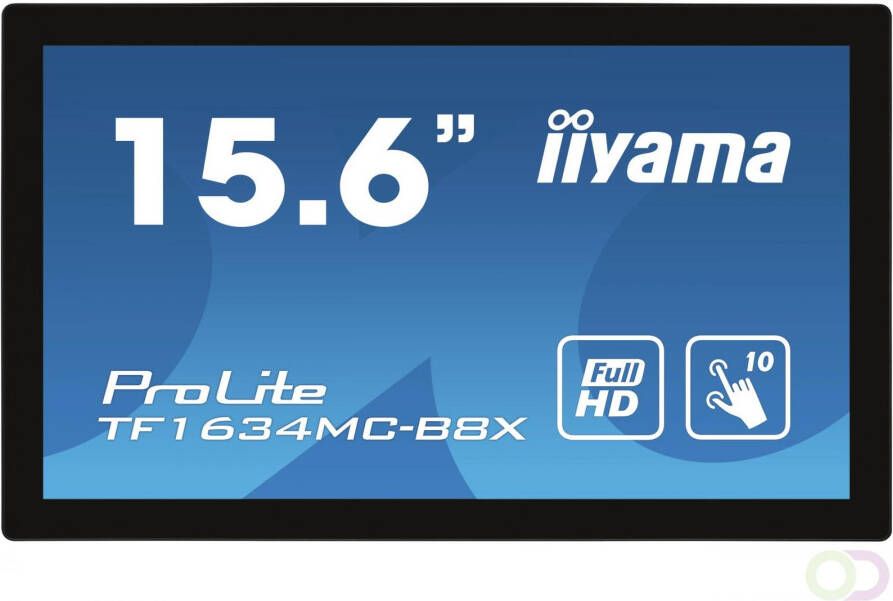 Iiyama ProLite TF1634MC-B8X touch screen-monitor 39 6 cm (15.6") 1920 x 1080 Pixels Multi-touch Multi-gebruiker Zwart (TF1634MC