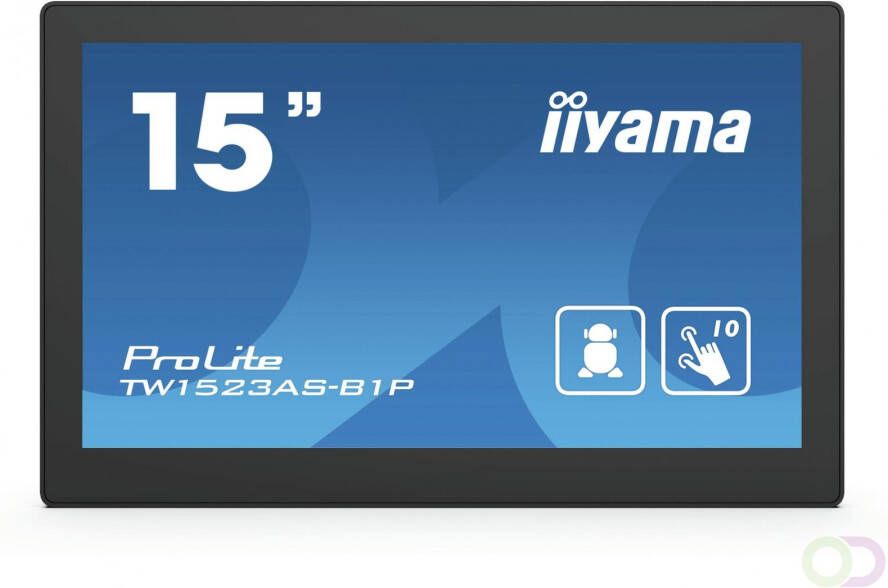 Iiyama ProLite TW1523AS-B1P touch screen-monitor 39 6 cm (15.6") 1920 x 1080 Pixels Multi-touch Multi-gebruiker Zwart (TW1523AS