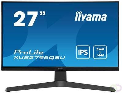 Iiyama ProLite XUB2796QSU-B1 LED display 68 6 cm (27") 2560 x 1440 Pixels 2K Ultra HD Zwart (XUB2796QSU-B1)